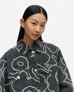 Vaatteet Marimekko Unisex^Kioski Ystu00E4Vyys Pieni Piirto Unikko 2 Farkkutakki