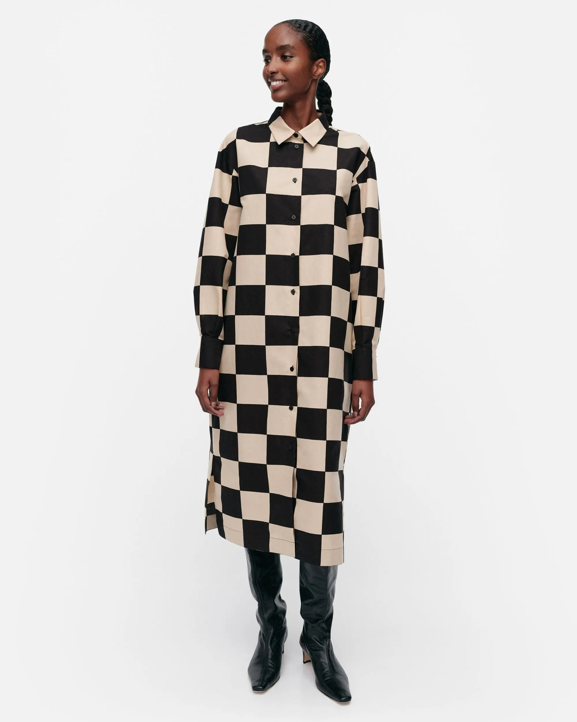 Vaatteet Marimekko Mekot^Rasteri Kukko Ja Kana Puuvillapellavamekko