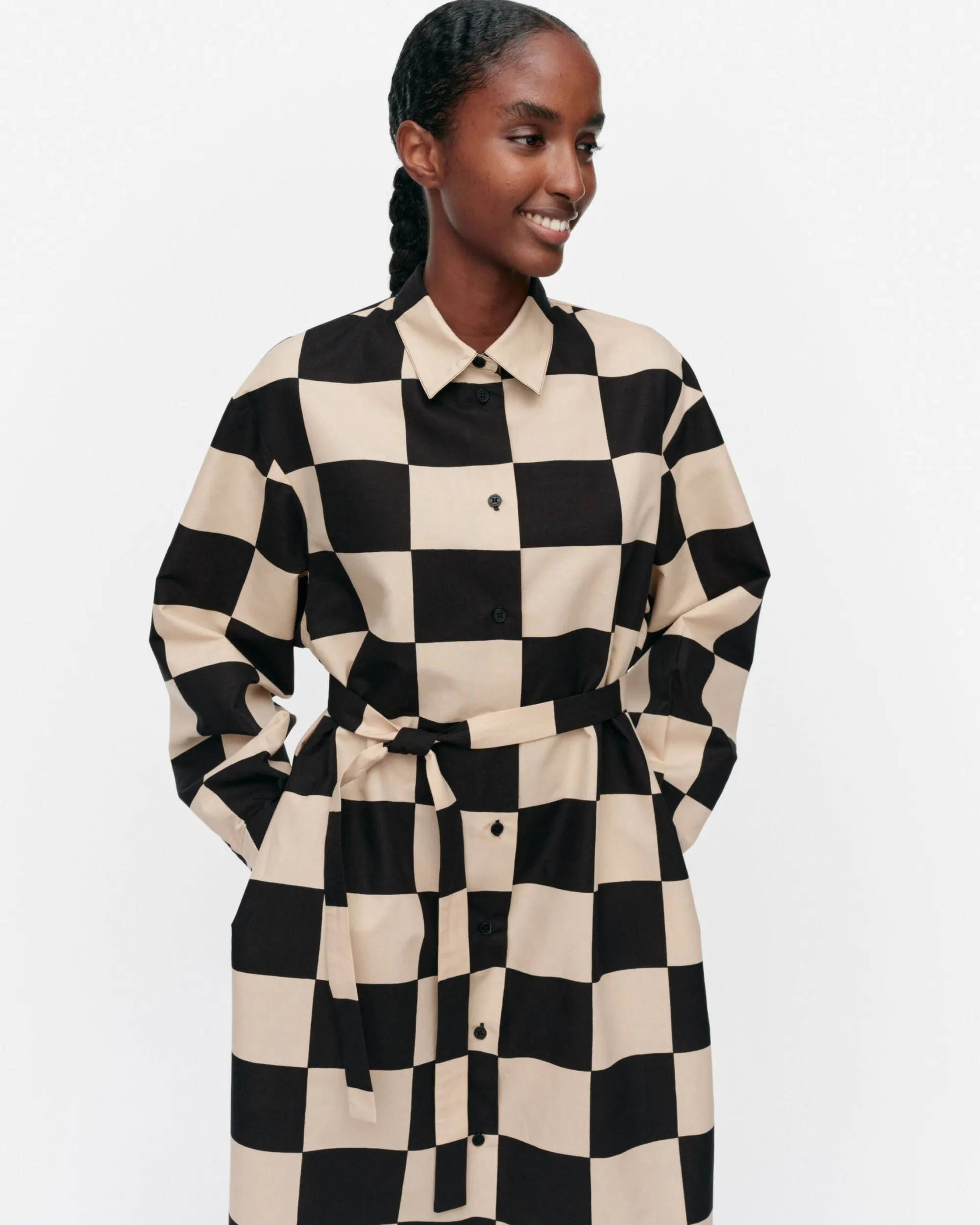 Vaatteet Marimekko Mekot^Rasteri Kukko Ja Kana Puuvillapellavamekko